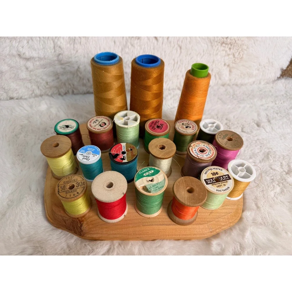Vintage Wooden Spools Sewing Thread Lot Coats & Clarks American Large Cones 21pc